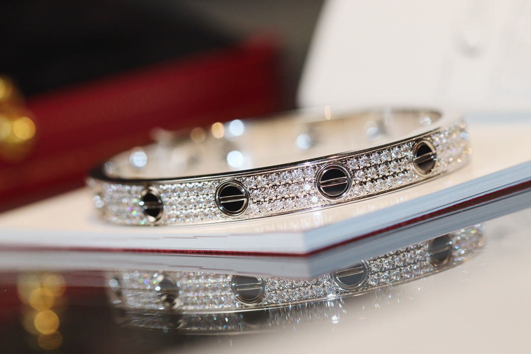 18K Diamond-paved Ceramic Love Bracelet