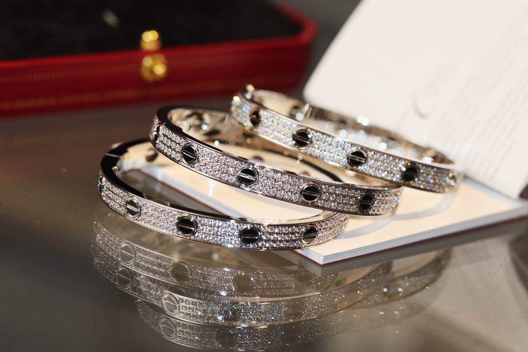 18K Diamond-paved Ceramic Love Bracelet