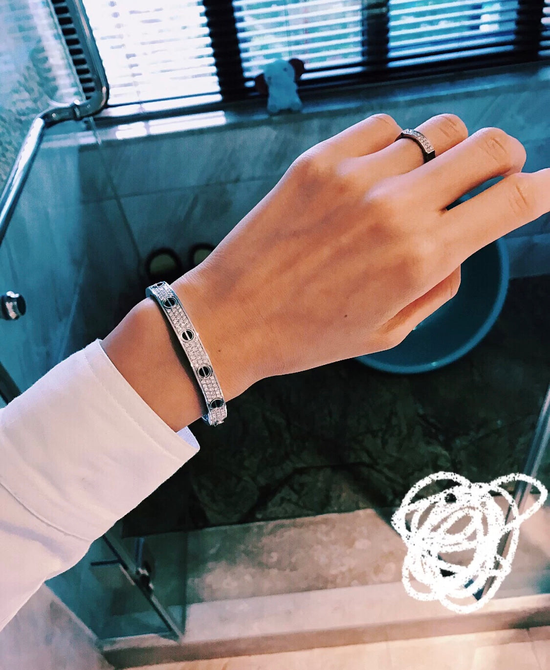 18K Diamond-paved Ceramic Love Bracelet