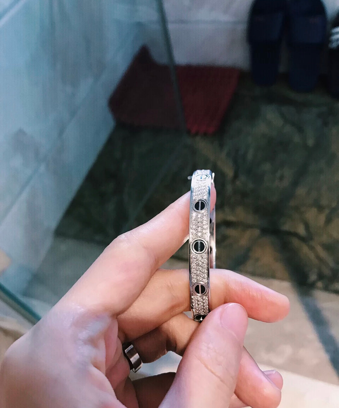 18K Diamond-paved Ceramic Love Bracelet