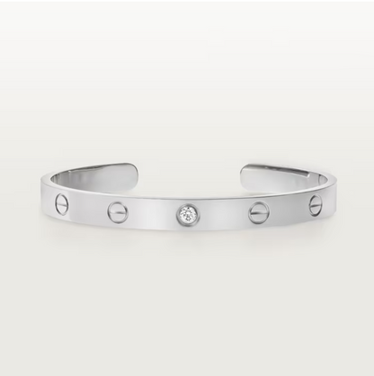 18K Open Cuff 1 Diamond Love Bracelet
